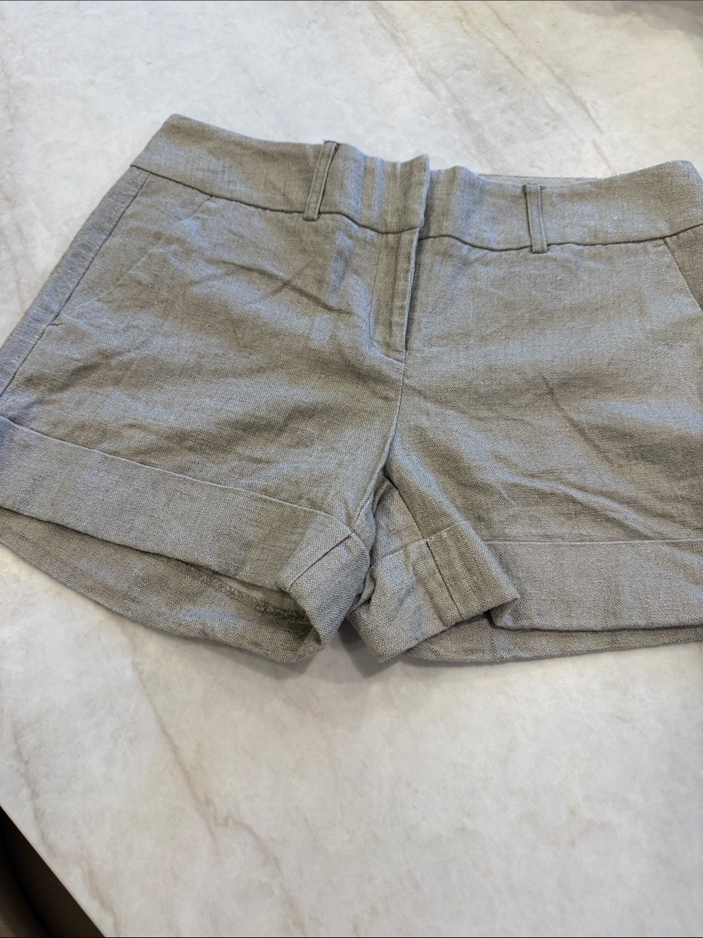 New York & Company Light Taupe Linen-Blend Cuffed Shorts